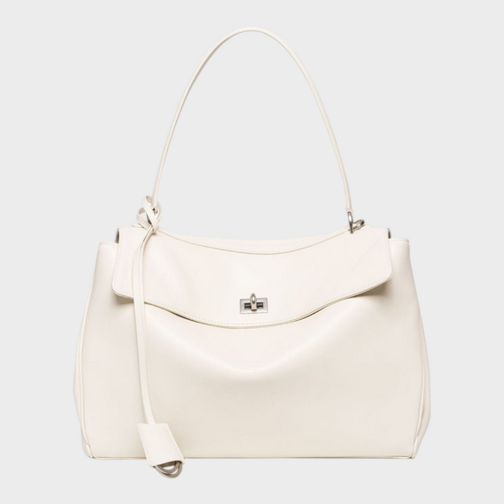 Libby | Structured Leather Handbag with Magnetic Flap Closure