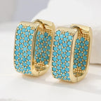 Mini-créoles dorées pavées de turquoise