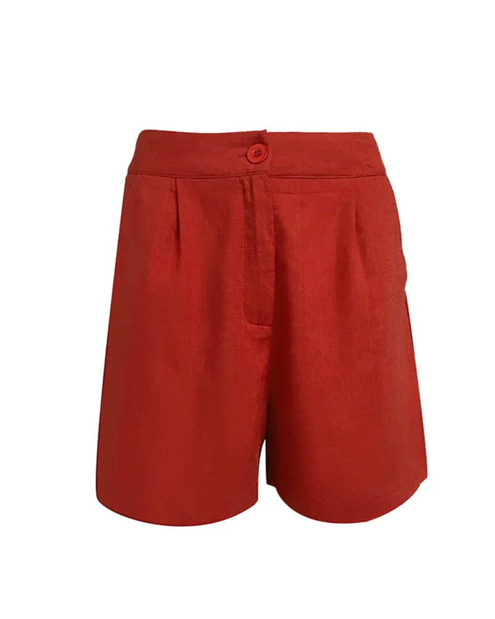 Conjunto de Top con Escote en V y Shorts de Lino Lila
