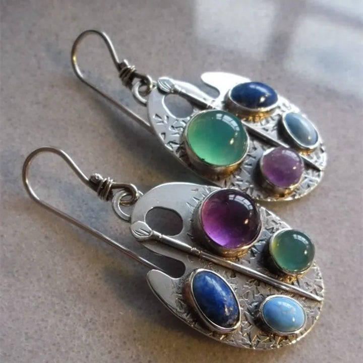 Pendientes Colgantes de Piedra Preciosa Paleta de Artista
