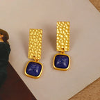 Pendientes colgantes cuadrados de lapislázuli estilo bohemio