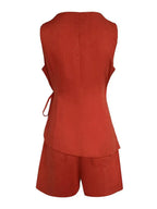 Lila Linen V-neck Top and Shorts Set