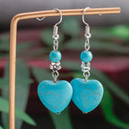 Pendientes colgantes vintage de turquesa en forma de corazón