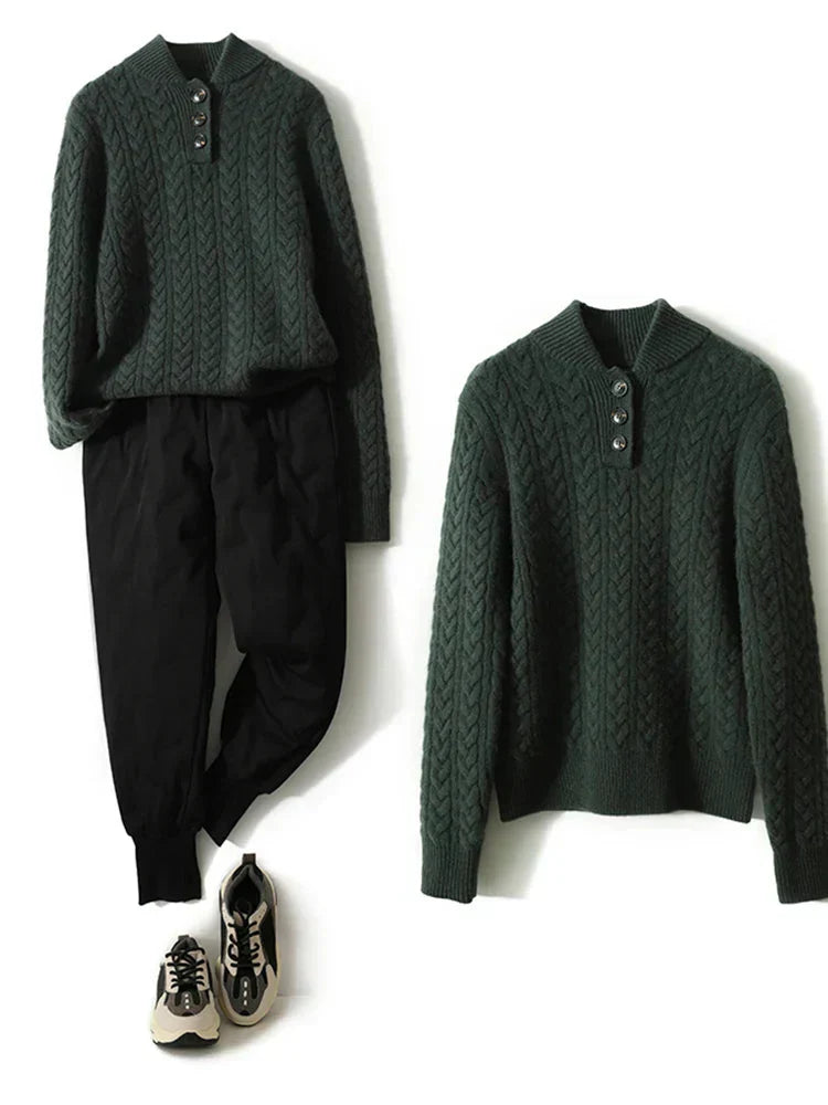 Arden Button-Up Cashmere Sweater