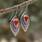 Boucles d'oreilles pendantes en ambre et argent sterling, en forme de goutte