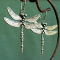 Boucles d’oreilles rétro vintage en argent, motif de libellule gravé