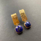 Pendientes colgantes cuadrados de lapislázuli estilo bohemio