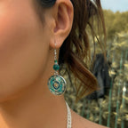 Boucles d’oreilles pendantes bohèmes en verre, avec médaillon mandala