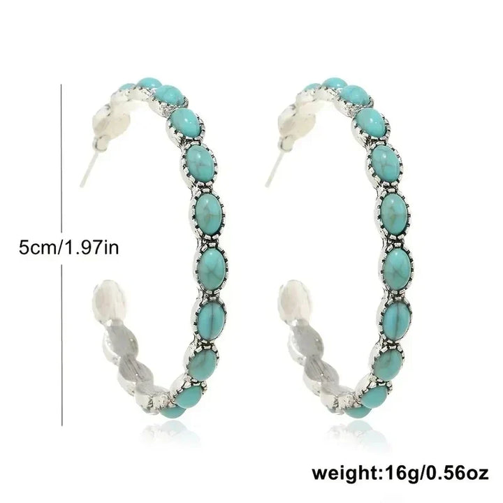 Vintage Bohemian Turquoise Circle Earrings