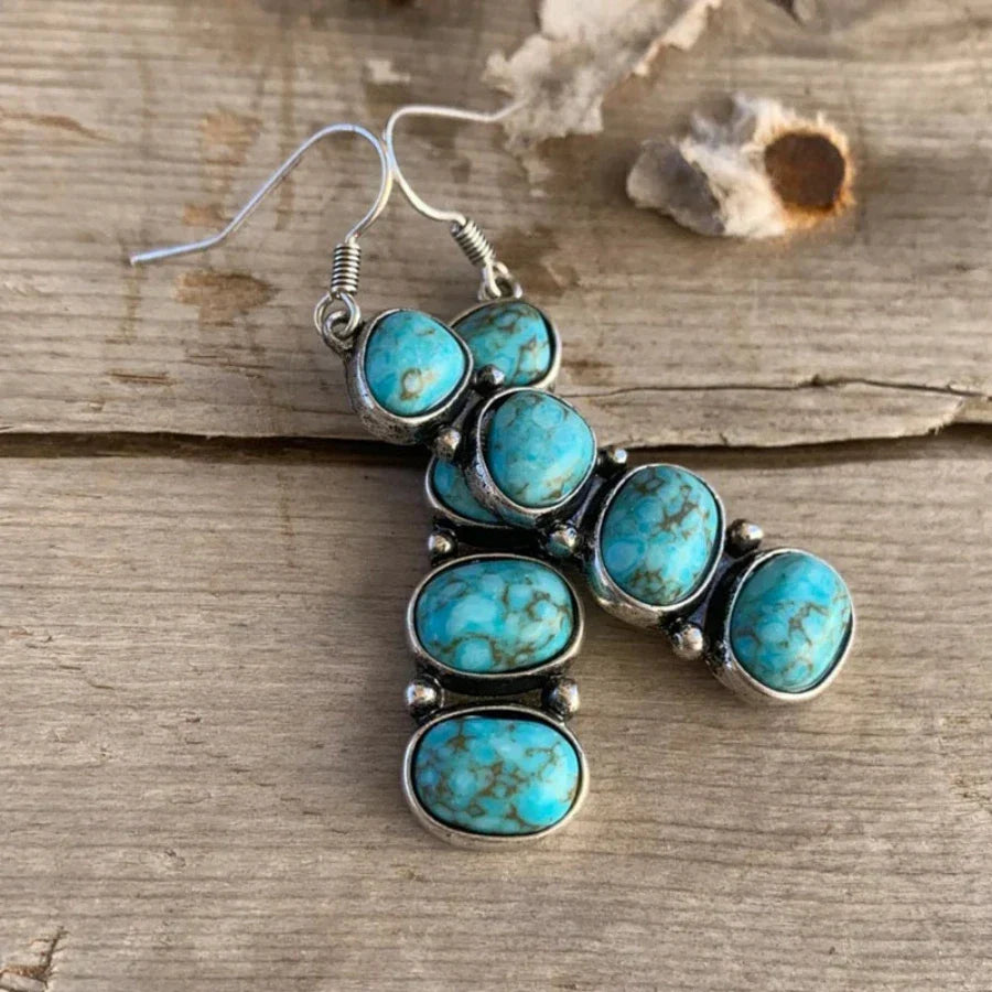 Pendientes vintage llamativos de turquesa