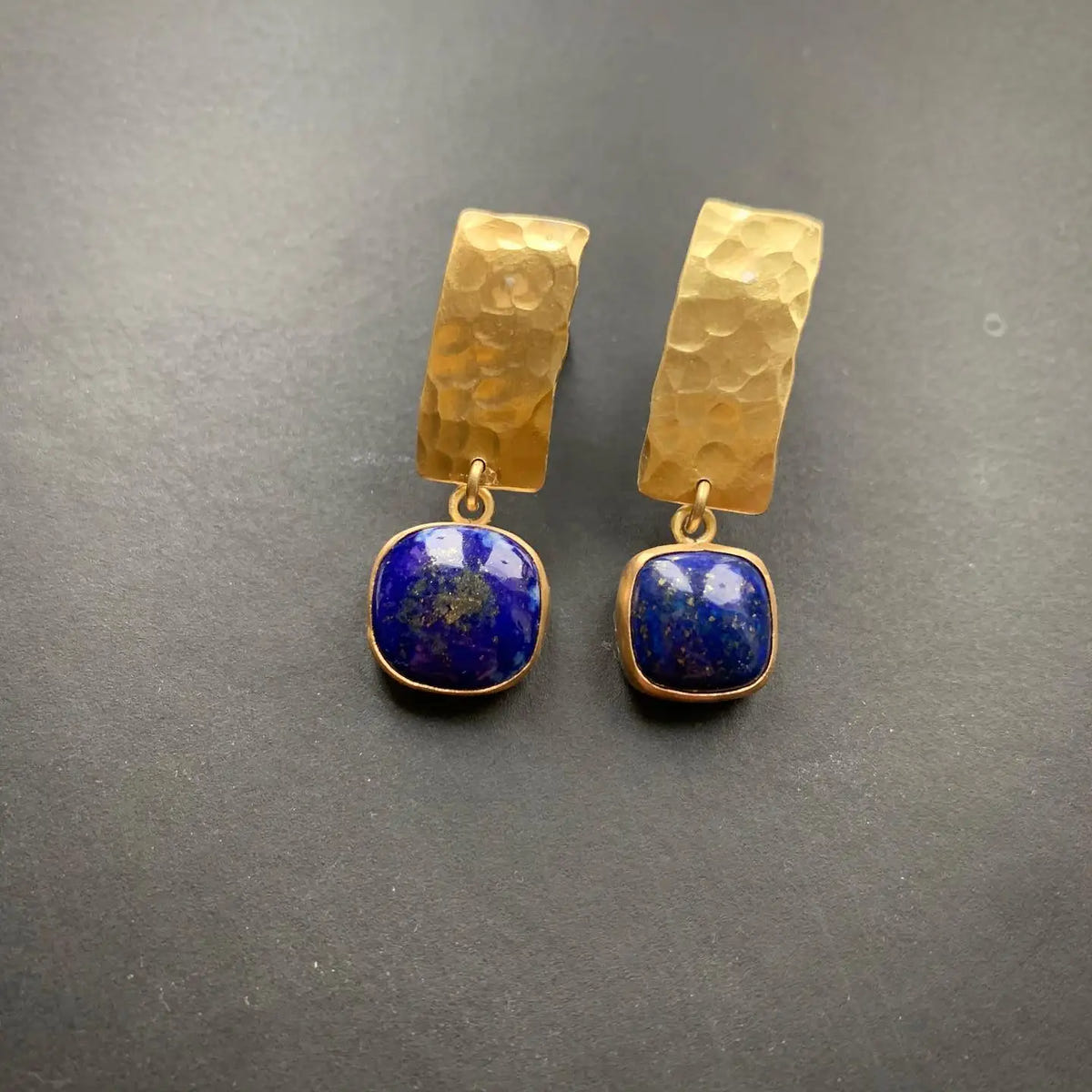 Pendientes colgantes cuadrados de lapislázuli estilo bohemio