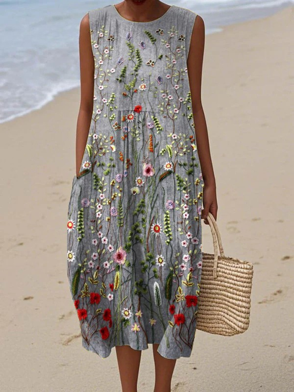 Cara Vestido midi con flores silvestres