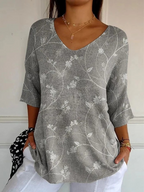Pull décontracté en maille pour femme avec motif floral vintage