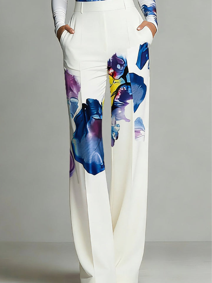 Conjunto de Top de Cuello Redondo con Bloques de Color Sienna y Pantalones