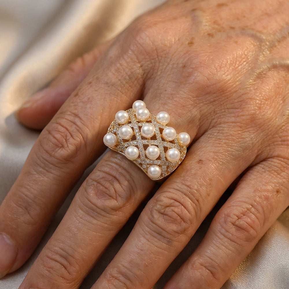 Vintage Cluster Dome Pearl Ring