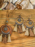 Conjunto de colar e brincos com borlas boêmios Isabella