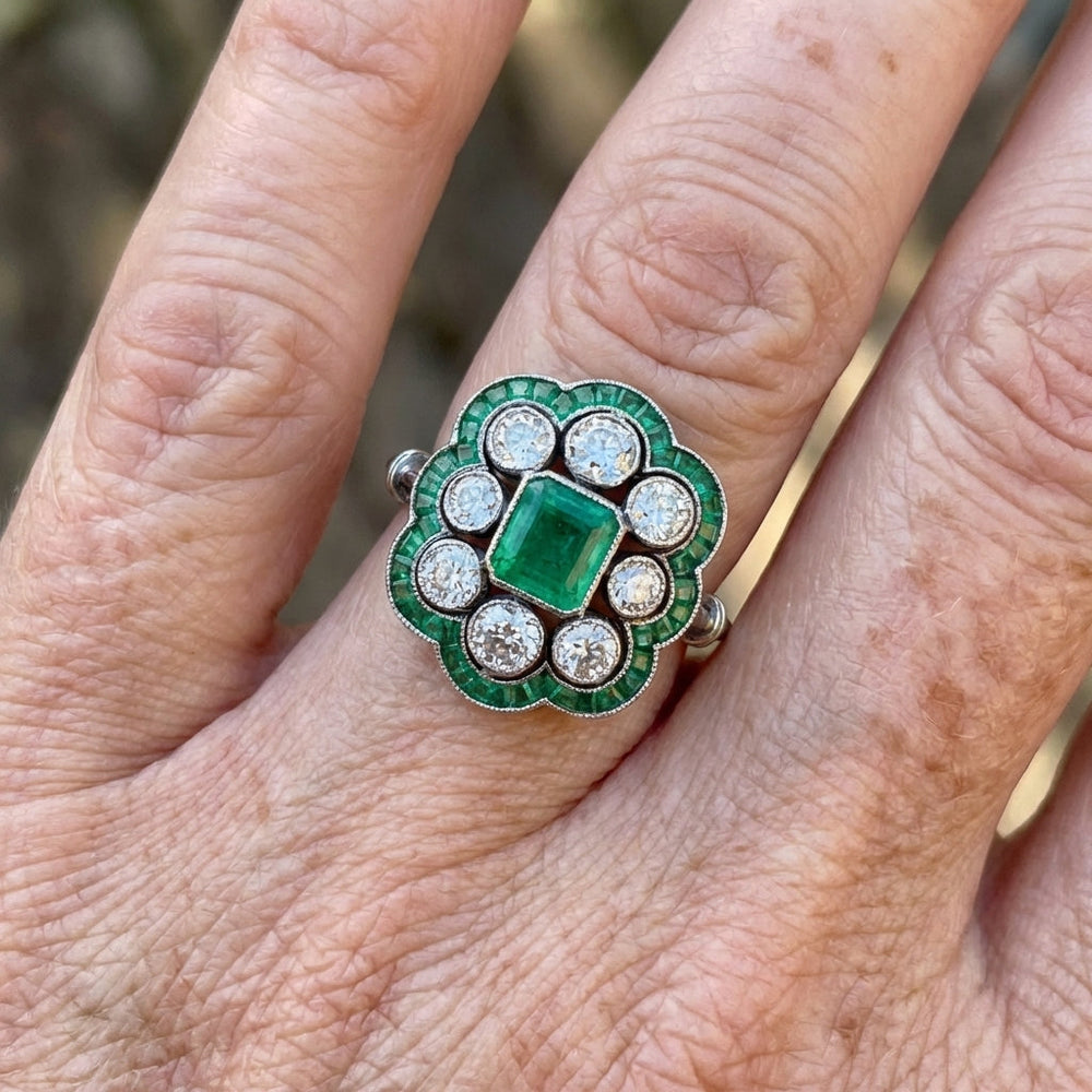 Vintage Emerald Zircon Gemstone Gold Plated Ring