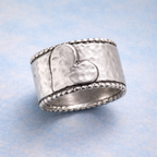 Vintage Handcrafted Silver Plated Wide Band Heart Spinner Ring