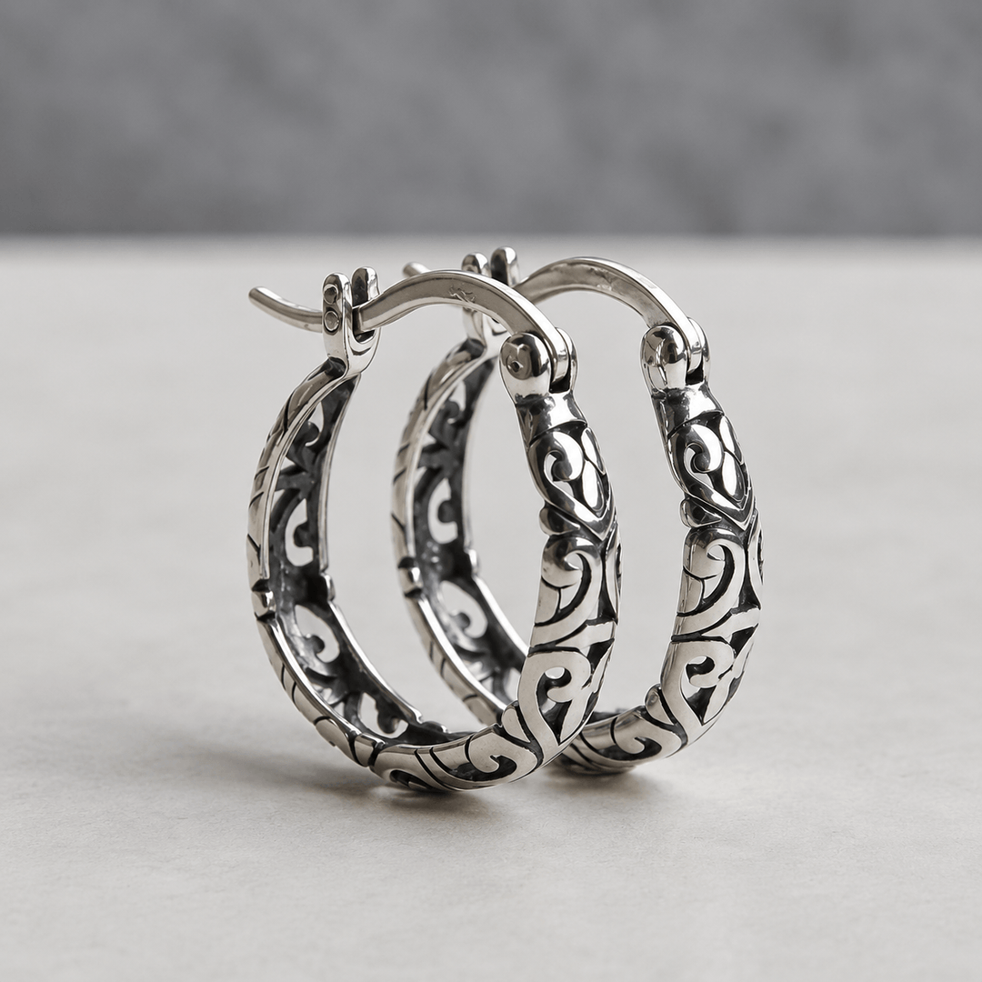 Pendientes vintage de aro con runas celtas irlandesas