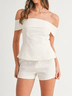 Traje de dos piezas de algodón y lino blanco Liam