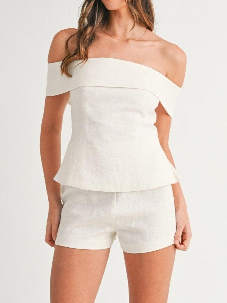 Traje de dos piezas de algodón y lino blanco Liam