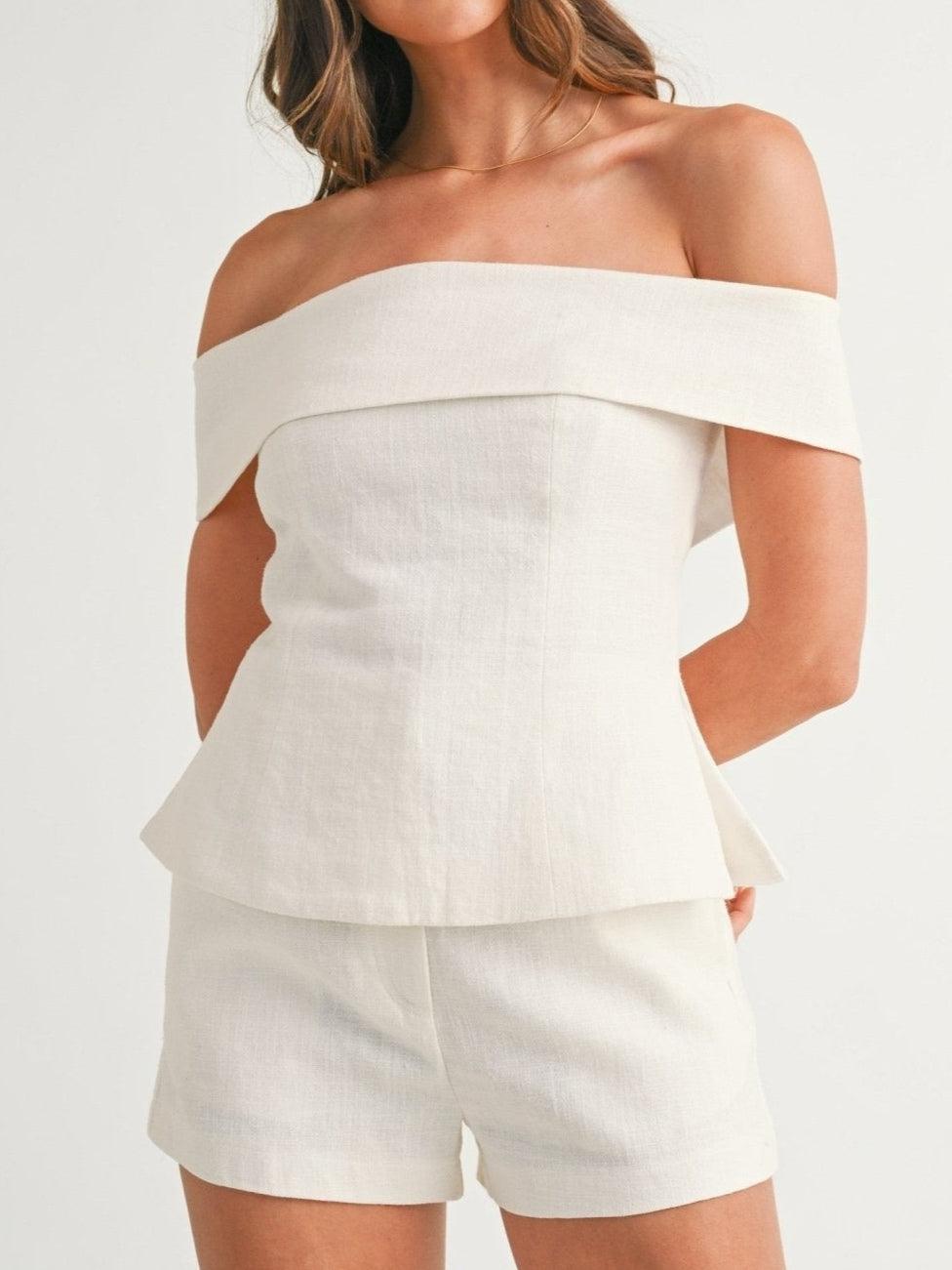 Traje de dos piezas de algodón y lino blanco Liam