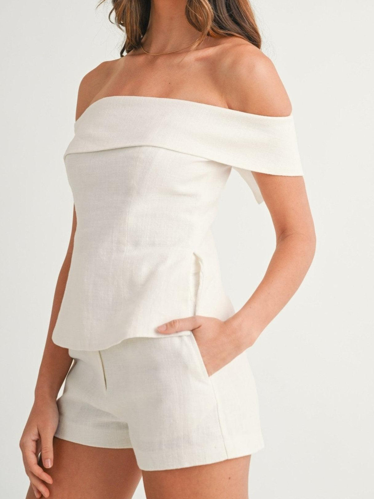 Traje de dos piezas de algodón y lino blanco Liam