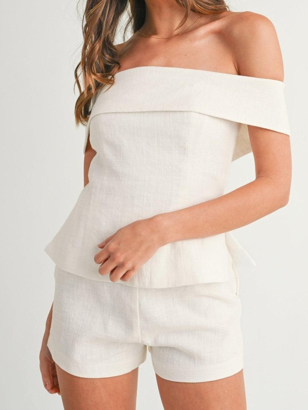 Traje de dos piezas de algodón y lino blanco Liam