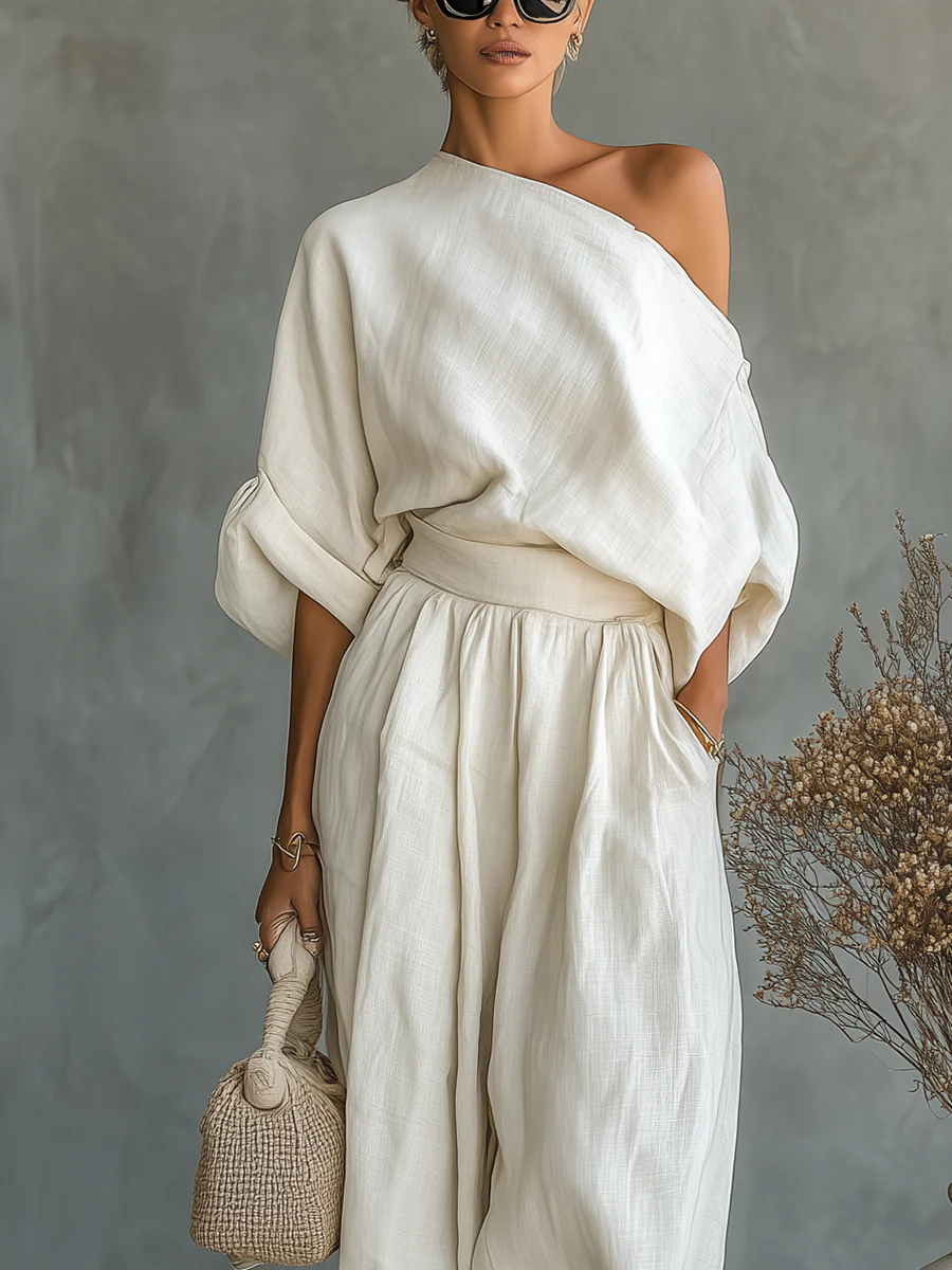 Conjunto de top de hombros descubiertos y pantalones ajustados Sophie