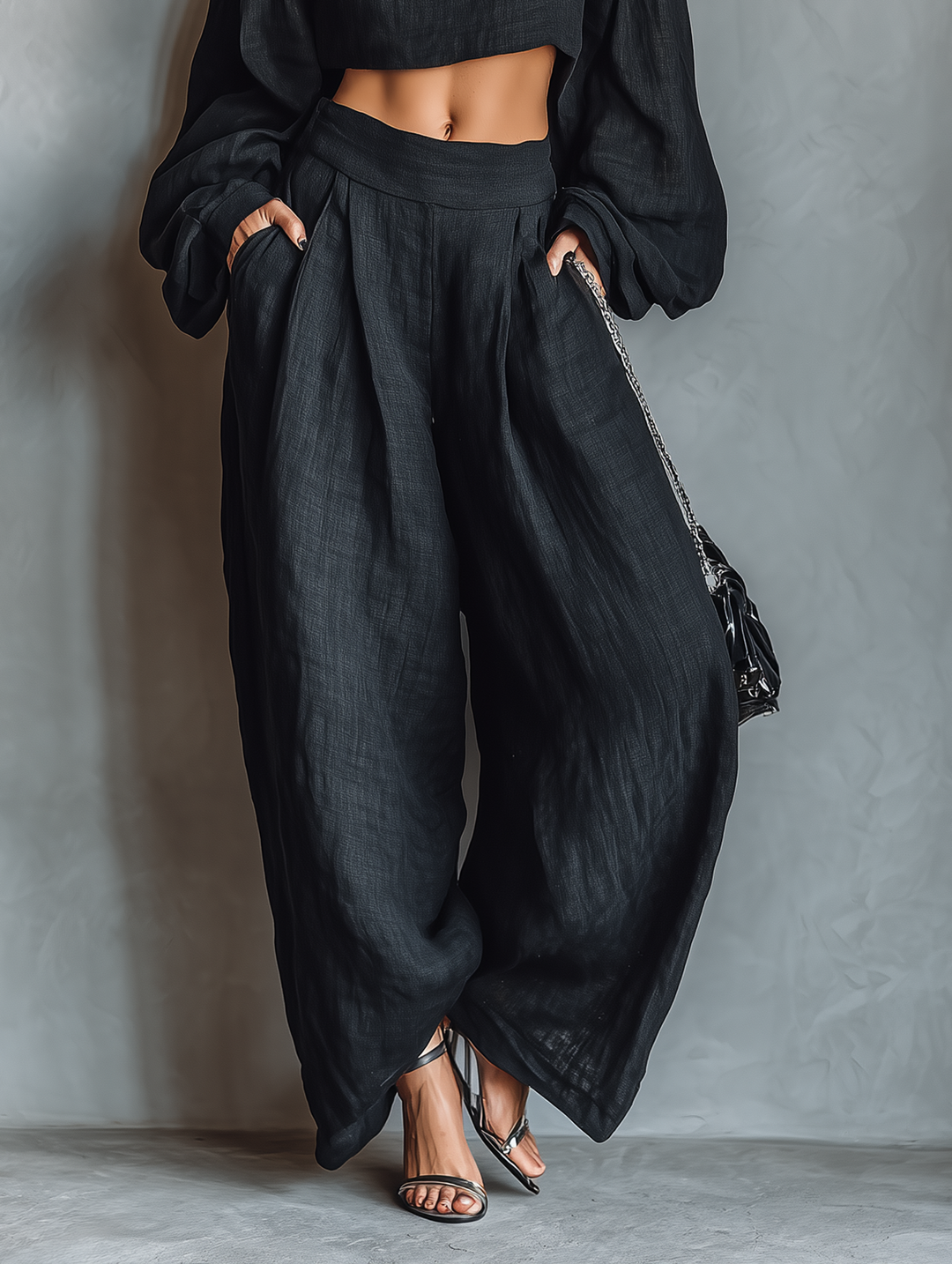 Conjunto de Top Off-Shoulder y Pantalones de Pierna Ancha Serena