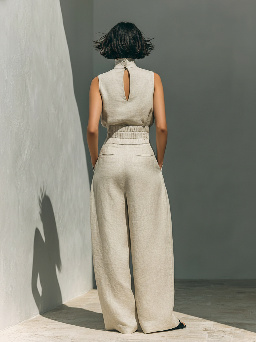 Conjunto de Top sin Mangas Sienna y Pantalones de Pierna Ancha