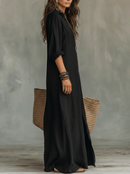 Soline | Vestido largo holgado con escote en V y botones