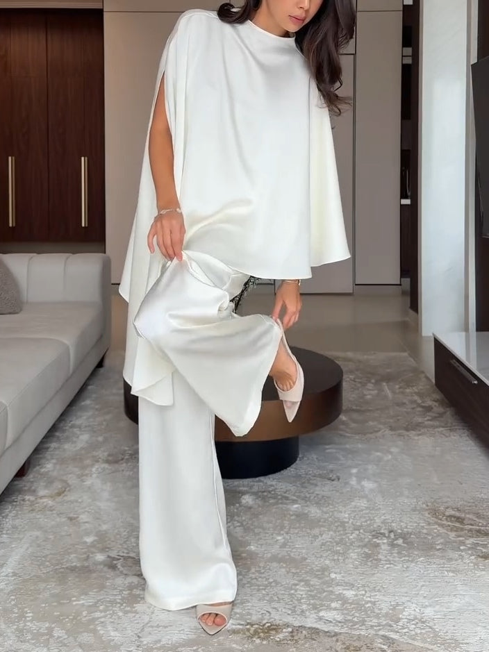 Ensemble haut satiné et pantalon Samantha