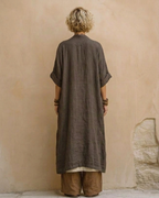 Sophie | Conjunto de tres piezas con estampado tribal en gris oscuro y marrón