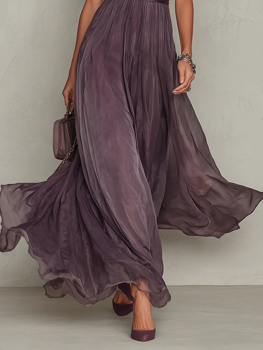 vintage chiffon maxi dress Carina Chiffon Maxi Dress Coral / S