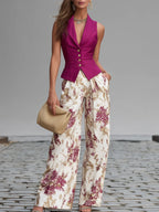 Ensemble pantalon Lila à imprimé floral