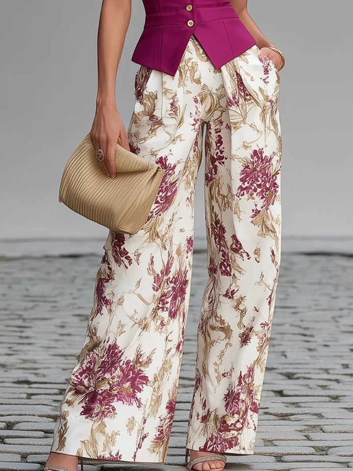Conjunto de Pantalones Estampados Florales Lila