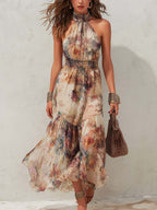 Chloe | Vestido midi suave vintage con estampado floral