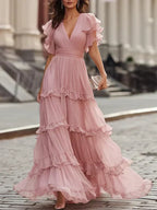 Zoe | Robe de mariée longue élégante rose pâle