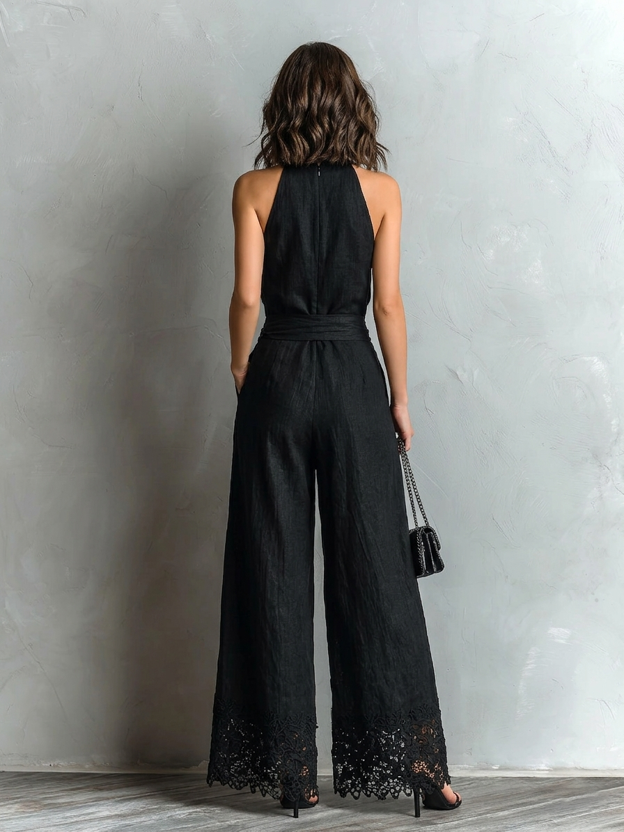 Ensemble avec gilet dos nu Lila