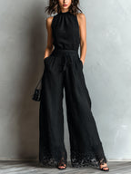 Ensemble avec gilet dos nu Lila