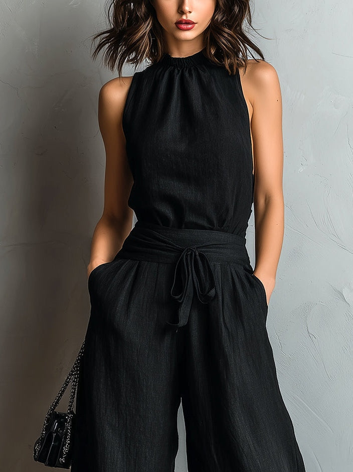 Ensemble avec gilet dos nu Lila