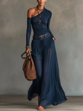 Ensemble Celeste avec haut asymétrique et jupe en tulle