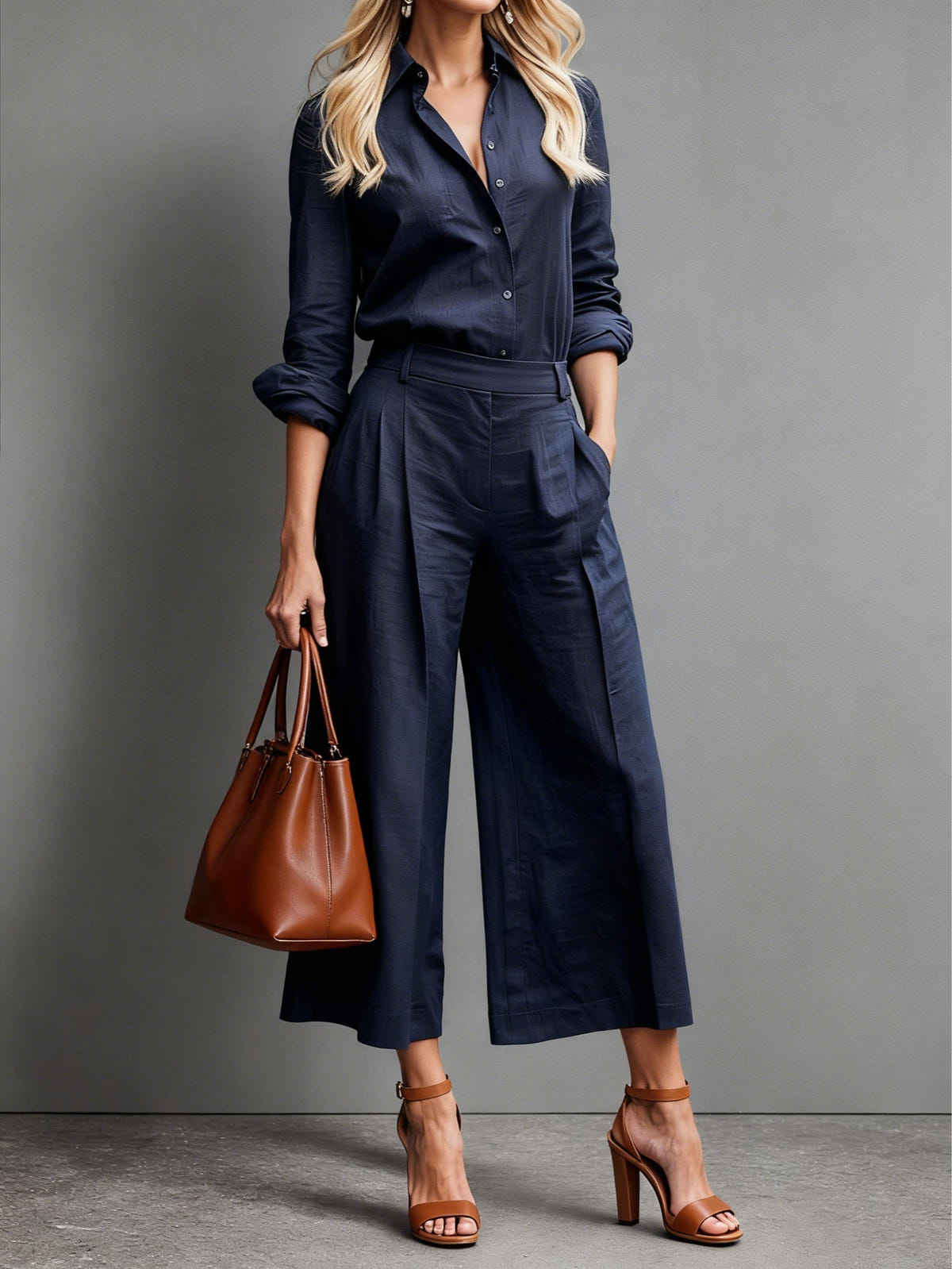 Conjunto de pantalones capri de lino Sofia