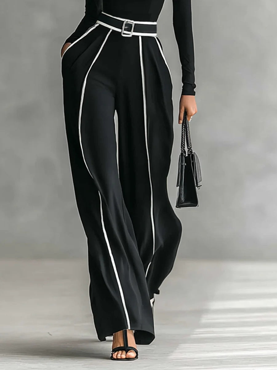 Ensemble Sophia avec haut à col montant et pantalon à jambes larges