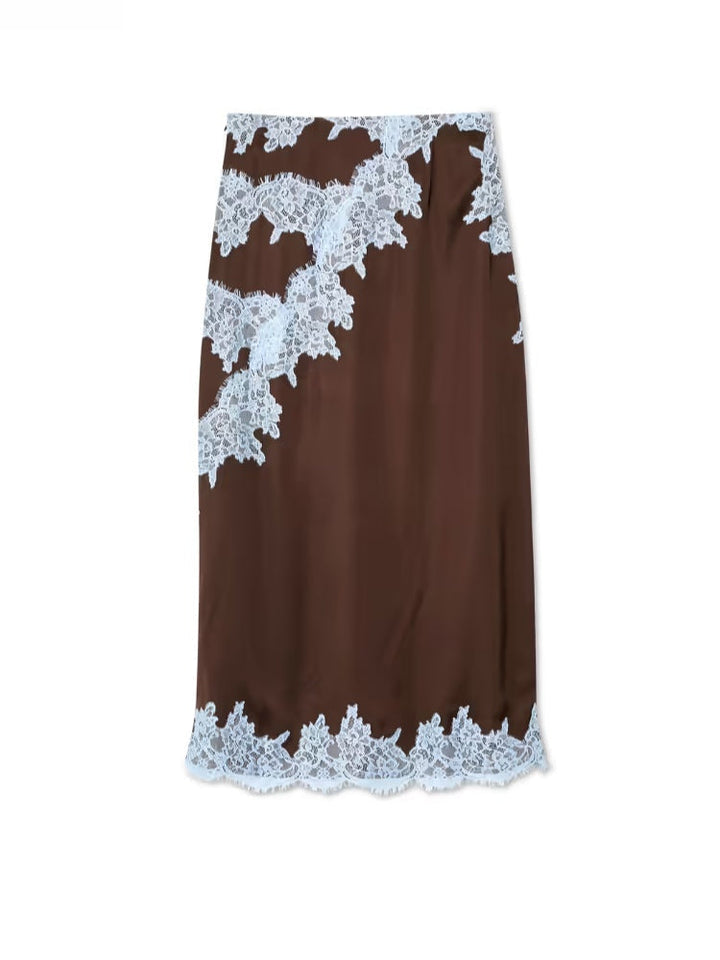 Conjunto de Top con Panel de Encaje y Falda Isabella