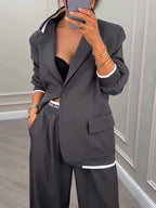 Ensemble Gavin avec blazer gris patchwork et pantalon