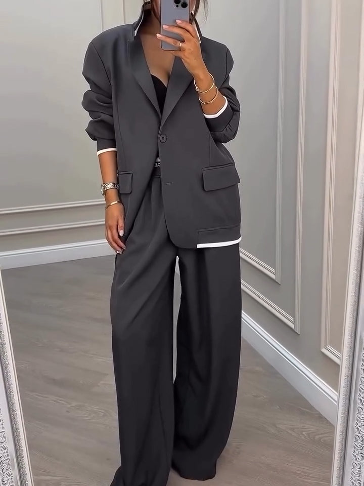 Ensemble Gavin avec blazer gris patchwork et pantalon