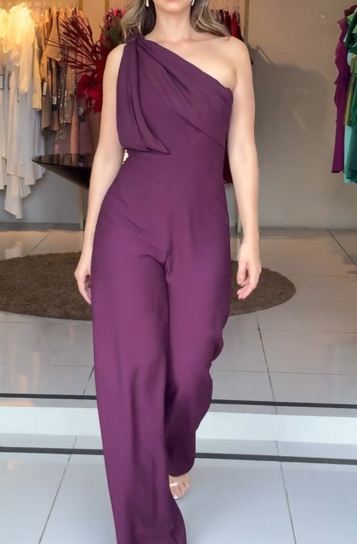 Macacão Lavanda de Um Ombro Só