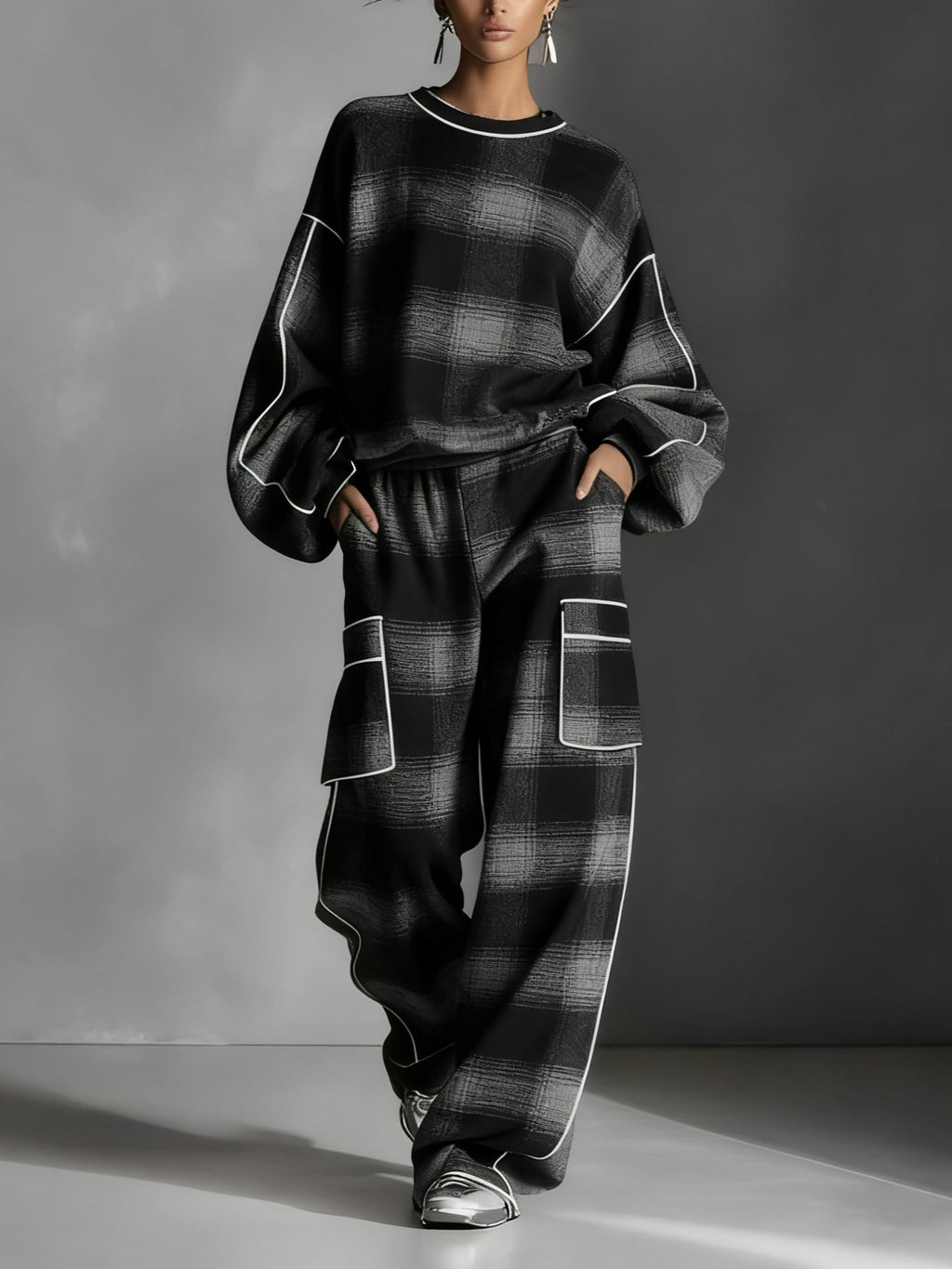 Conjunto de sudadera y pantalones de cuadros Grayden